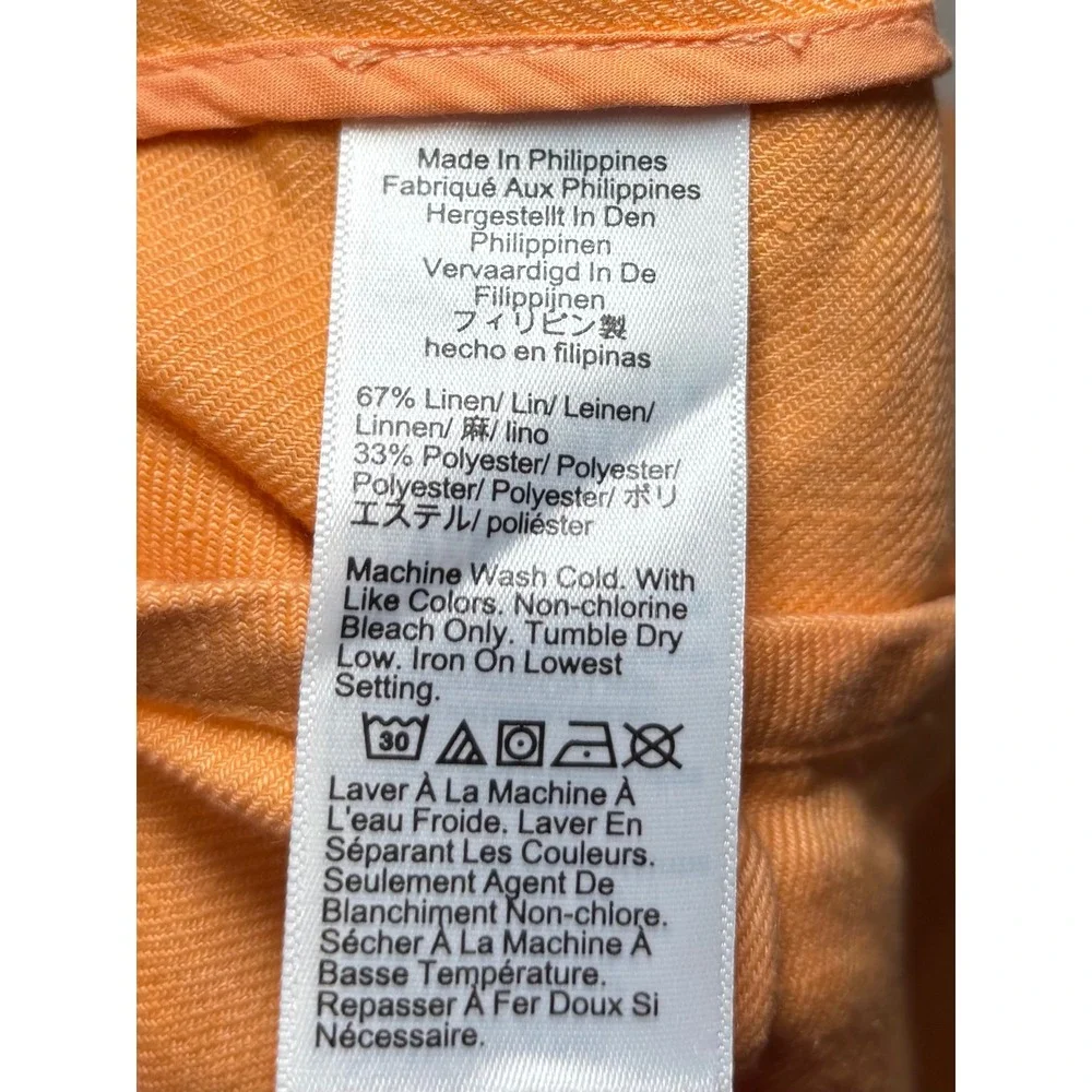 J.‎ Crew Tangerine Orange Front Slit Linen Blend Skirt 14 Lightweight Y2K Peach